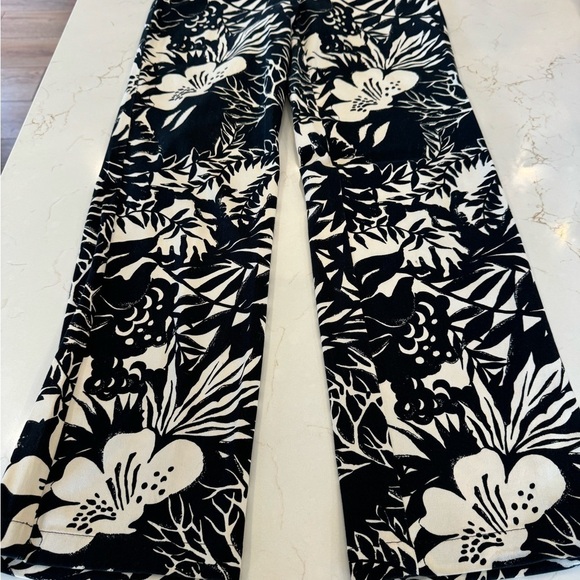 Vintage St. John Sport Marie Gray Black/Cream Floral Pattern Pant/ 6 - Picture 11 of 15